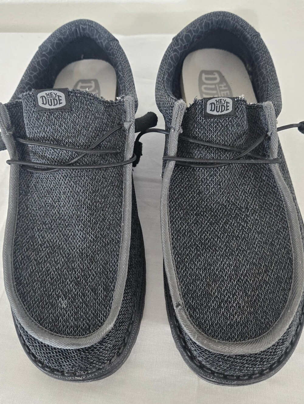 Hey Dude Men's Gray Knit Slip-On Loafers Casual Comfort, size 14